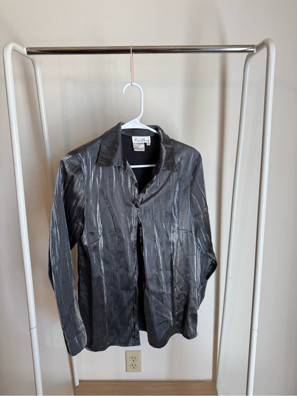 Fred David Black Shirt with Silver Stripe Accents